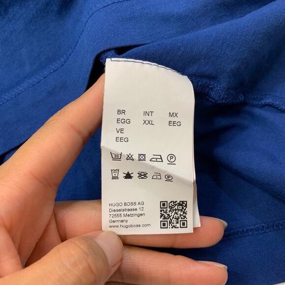 Hugo Boss Shirt Mens 2XL XXL Slim Prussian Blue Cotton Short Sleeve Crew Tee - Picture 6 of 10